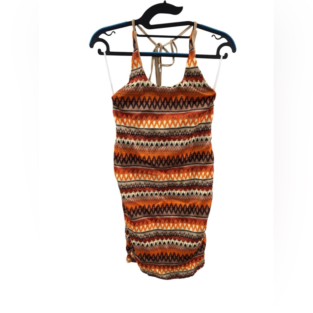 SHEIN Multicolor Patterned Woven Halter‎ Dress
